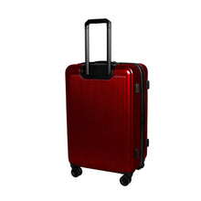 Load image into Gallery viewer, Angled back panel view of the red hard shell suitcase.