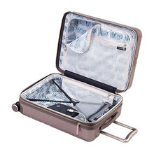 Load image into Gallery viewer, Interior view of the Topaz suitcase. It features a zipper-closing panel divider, and adjustable straps.