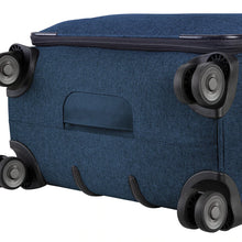 Load image into Gallery viewer, Bottom panel view of the blue suitcase. It features a grab handle.