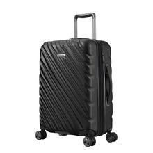 Load image into Gallery viewer, Angled front panel view of the onyx black suitcase.