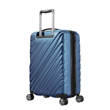 Load image into Gallery viewer, Angled back panel view of the twilight blue suitcase.
