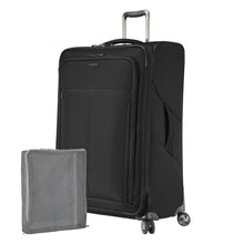 Load image into Gallery viewer, Front Angled View of the black suitcase with Packing Cube