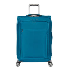 Load image into Gallery viewer, Front panel view of the teal soft-side suitcase.
