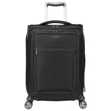 Load image into Gallery viewer, Front panel view of the black soft-side suitcase