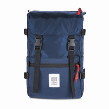 Load image into Gallery viewer, Front panel view of the navy blue backpack.