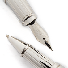 Load image into Gallery viewer, Close up to the rollerball and fountain pen nib.