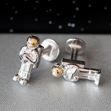 Load image into Gallery viewer, Close up to the astronaut-shaped cufflinks.