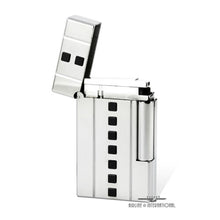 Load image into Gallery viewer, Angled front view of the lighter with the lid lifted.