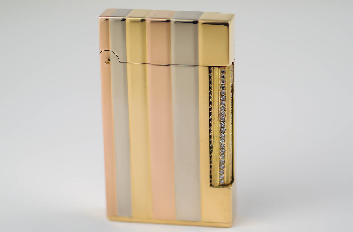 S.T. Dupont 1/1 Solid 18k Tri-gold & Diamond Ligne 2 Lighter