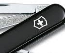 Load image into Gallery viewer, Close up to the Victorinox logo on the black knife.