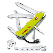 Load image into Gallery viewer, Side view of the rescue tool with the tools fanned out on a white background.