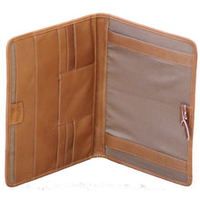 Load image into Gallery viewer, Open view with no pad. The left side features some compartments for cards and documents. Set on a white background.