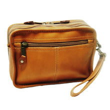 Load image into Gallery viewer, Back panel view of the tan leather bag.