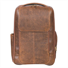 Load image into Gallery viewer, Front View of the leather backpack.
