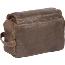 Load image into Gallery viewer, Angled back panel view of the shave kit in Walnut Brown