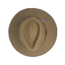 Load image into Gallery viewer, Top View of the sun hat in Camel color