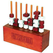 Load image into Gallery viewer, The game board with white and red pieces on the pegs.