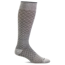 Load image into Gallery viewer, Side view of the sock with an overlapped circles pattern.