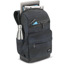 Load image into Gallery viewer, Angled front panel view with a electronics and a water bottle peeking from the compartments.