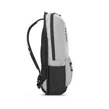 Load image into Gallery viewer, Side panel view of the gray backpack.