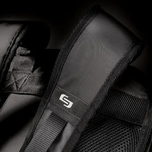 Load image into Gallery viewer, Close up to the black backpack's straps.