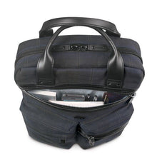 Load image into Gallery viewer, Top panel view with the front pocket unzipped. The pockets have stationery and a cellphone organized inside.