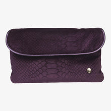 Load image into Gallery viewer, Front view of the plum cosmetic bag closed.