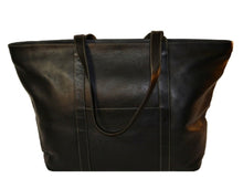 Load image into Gallery viewer, Swerv Collection Black Super Shopper Leather Tote, In Black