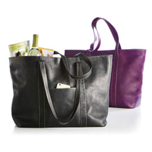 Load image into Gallery viewer, Swerv Collection Purple Leather Super Shopper Tote in Purple