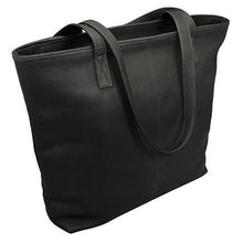 Load image into Gallery viewer, Swerv Leather Collection Business Tote - Black
Image of Front Angled View with shoulder length matching leather straps
Dimensions:  17 x 14 x 4"