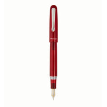Load image into Gallery viewer, Front view of the Merlot Red fountain pen with the cap posted.