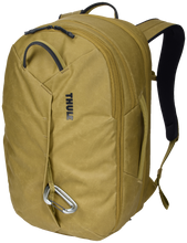 Load image into Gallery viewer, Angled front panel view of the nutria brown backpack.