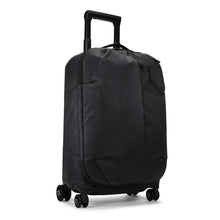 Load image into Gallery viewer, Angled front panel view of the black suitcase.