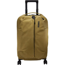 Load image into Gallery viewer, Front panel view of the Nutria Brown suitcase with the telescopic handle partly extended.