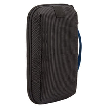 Load image into Gallery viewer, Angled back panel view of the black travel organizer.