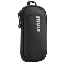 Load image into Gallery viewer, Angled front panel view of the black bag. The Thule logo is printed in white.