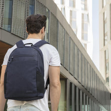 Load image into Gallery viewer, TRAVELON ANTI-THEFT METRO BACKPACK, BLUE WITH MODEL