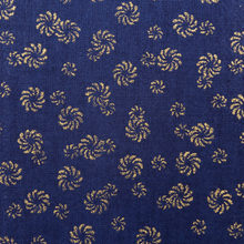 Load image into Gallery viewer, Close up to the Navy Bloom Fabric: It features a navy blue background with yellow flower decorations.