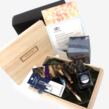 Load image into Gallery viewer, Presentation Box, Ink Converter, Pen Sleeve, Uncapped Pen, Ink bottle and Box, Documents and Cardboard Box
