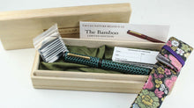 Load image into Gallery viewer, The fountain pen arranged in its presentation box with the kimono sleeve, documents, and ink cartridges.