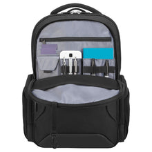 Load image into Gallery viewer, Front panel's interior view showing a set of pens, a cellphone, notepad and cards tucked in the compartments.