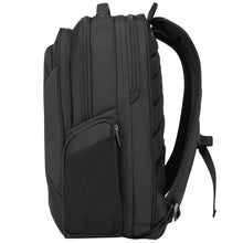 Load image into Gallery viewer, Side panel view of the black backpack.