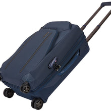 Load image into Gallery viewer, Angled view of the suitcase showing the TSA lock on the zippers of the side panel.
