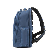 Load image into Gallery viewer, Side panel view of the blue backpack.