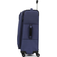 Load image into Gallery viewer, Side panel view of the blue suitcase. It features a grab handle.