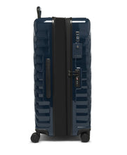 Load image into Gallery viewer, Side panel view with the expandable feature unzipped. It also features a grab handle, a tag, and a TSA approved three-digit combo lock.