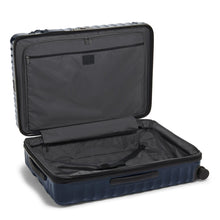 Load image into Gallery viewer, Interior view of the suitcase. The front panel side has a zipper-closing divider. The back panel has a set of adjustable straps to hold your contents.