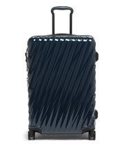 Load image into Gallery viewer, Front Panel View of the suitcase with the telescopic handle partly extended.