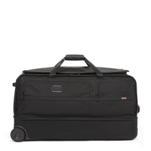Load image into Gallery viewer, Side panel view of the black wheeled duffle bag.