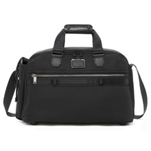 Load image into Gallery viewer, Front panel view of the black duffel bag.